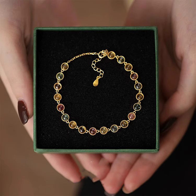 Multi-Colour Crystal Chain Bracelet — bracelet, view 8
