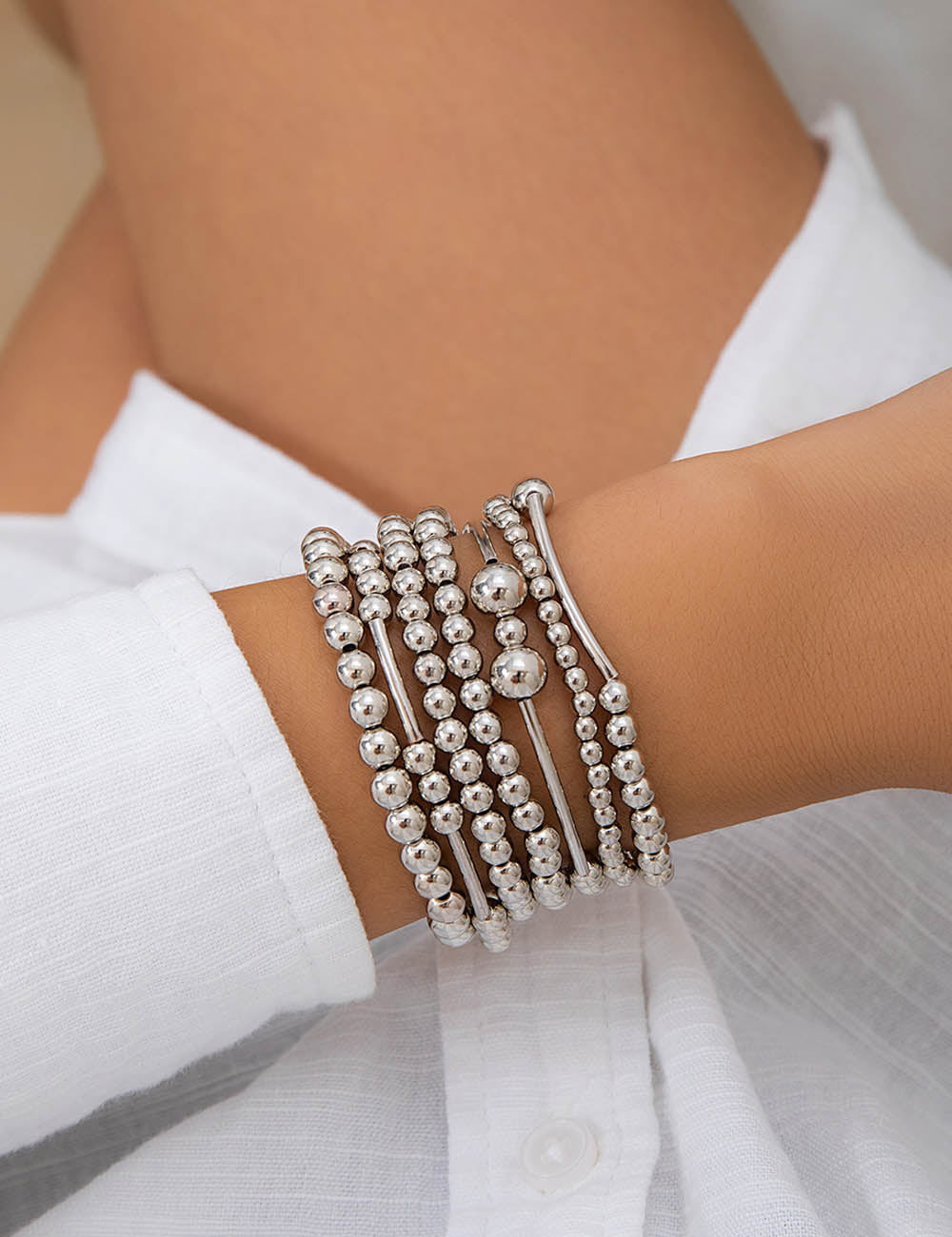 Layered Round Beaded Bracelet — bracelet