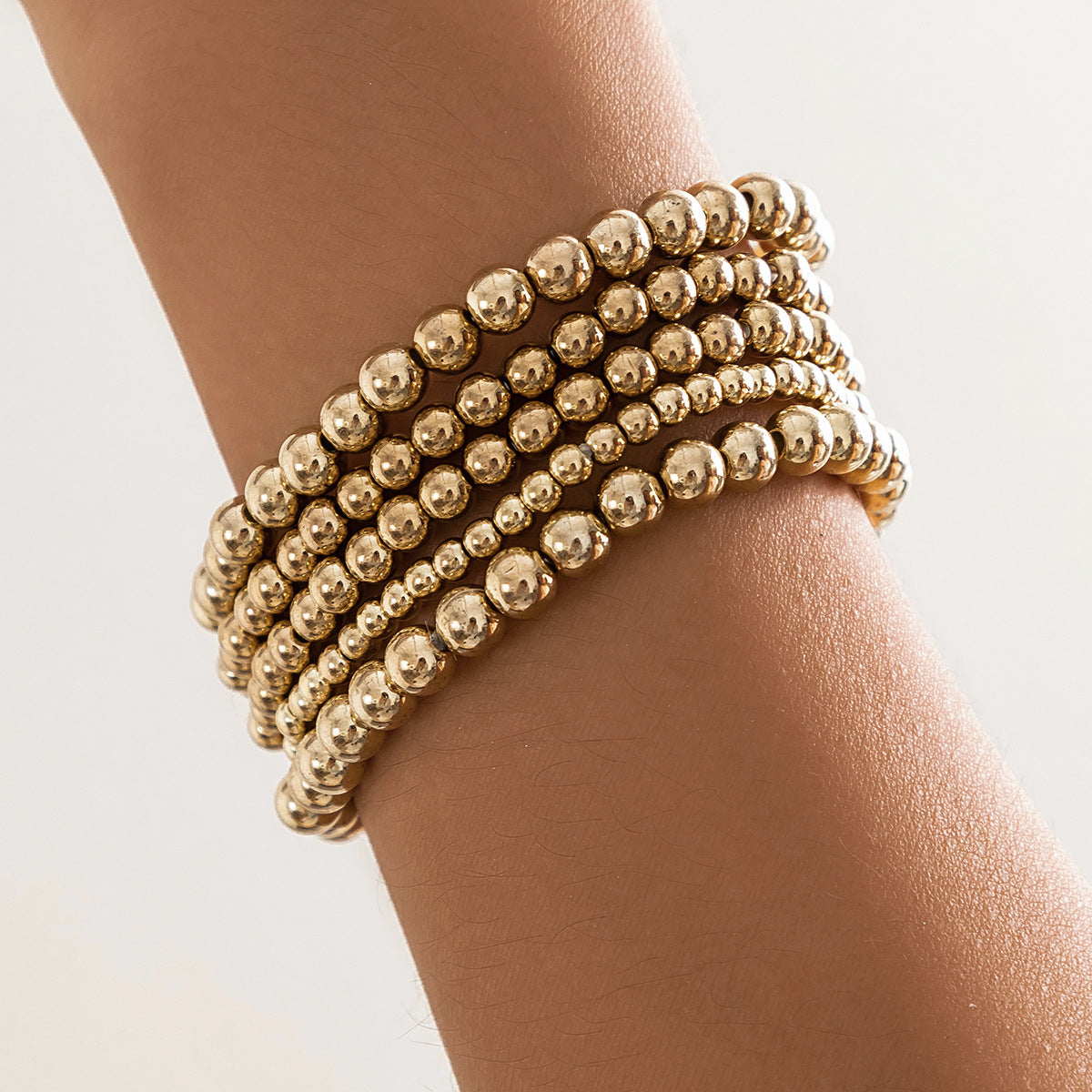 Layered Round Beaded Bracelet — bracelet, view 3