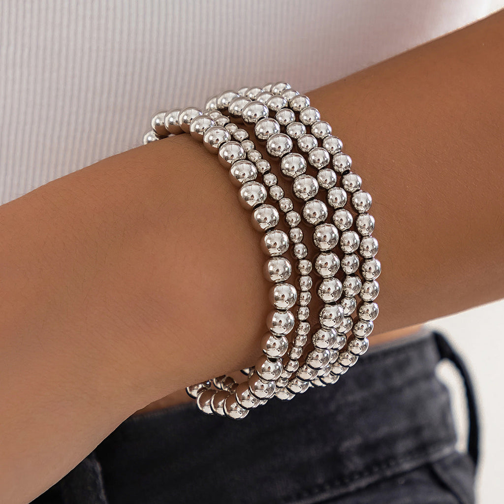 Layered Round Beaded Bracelet — bracelet, view 4