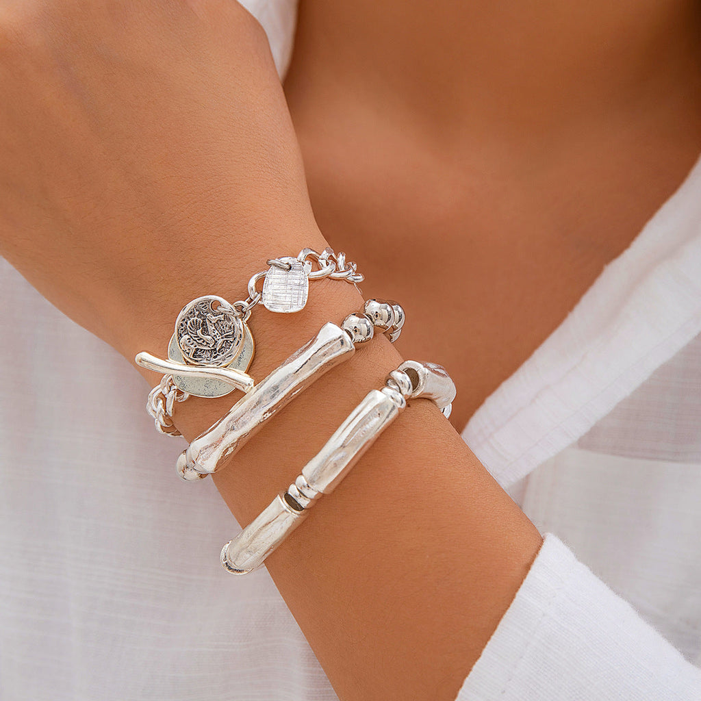 Layered Round Beaded Bracelet — bracelet, view 7