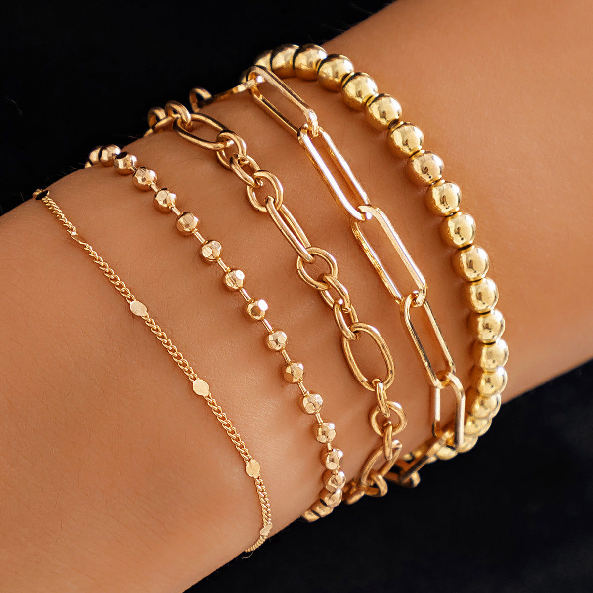 Layered Round Beaded Bracelet — bracelet, view 8