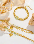 Starfish Shell Charm Link Bracelet — gold bracelet