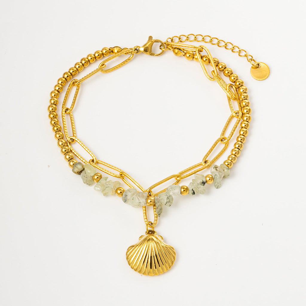 Starfish Shell Charm Link Bracelet — gold bracelet, view 5