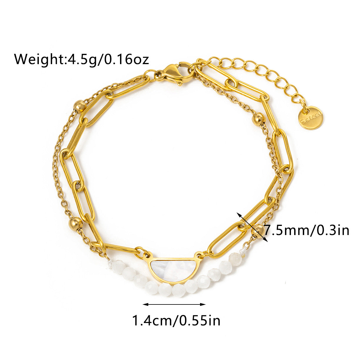 Starfish Shell Charm Link Bracelet — gold bracelet, view 7