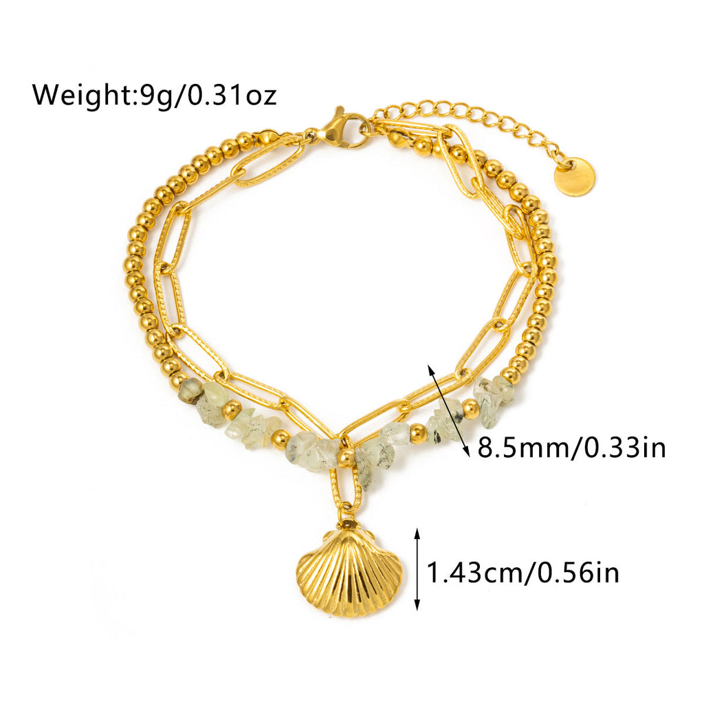 Starfish Shell Charm Link Bracelet — gold bracelet, view 9