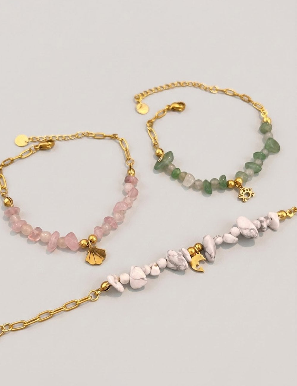 Shell Charm Beaded Chain Bracelet — bracelet