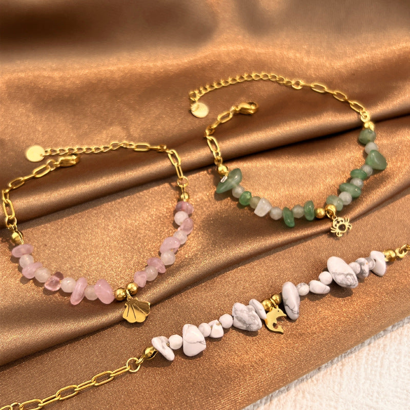 Shell Charm Beaded Chain Bracelet — bracelet, view 2