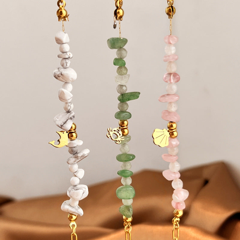 Shell Charm Beaded Chain Bracelet — bracelet, view 3