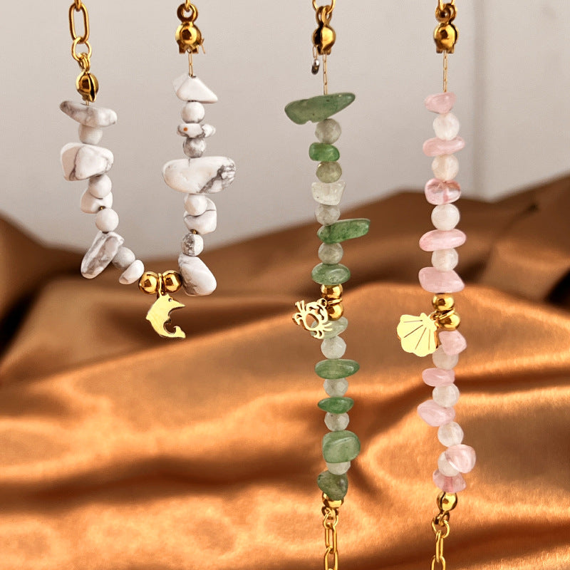 Shell Charm Beaded Chain Bracelet — bracelet, view 4