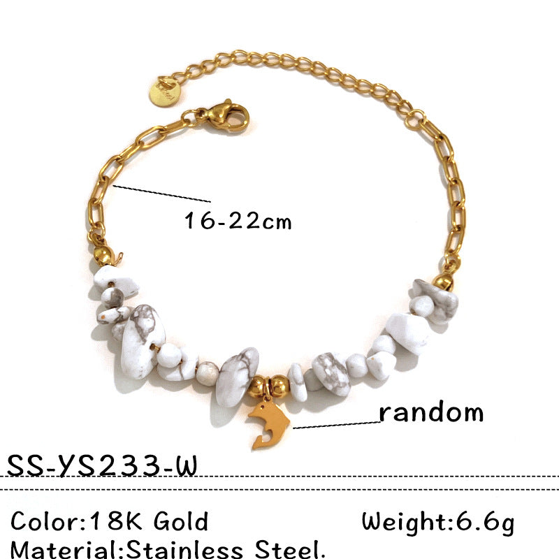 Shell Charm Beaded Chain Bracelet — bracelet, view 6