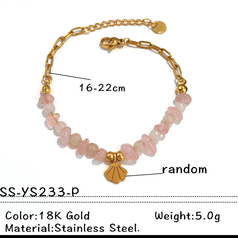 Shell Charm Beaded Chain Bracelet — bracelet, view 7