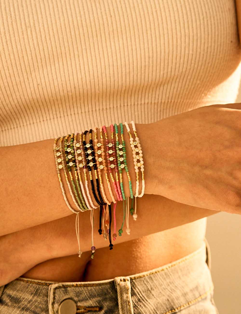 Cubic Zirconia Braided Bead Bracelet — bracelet