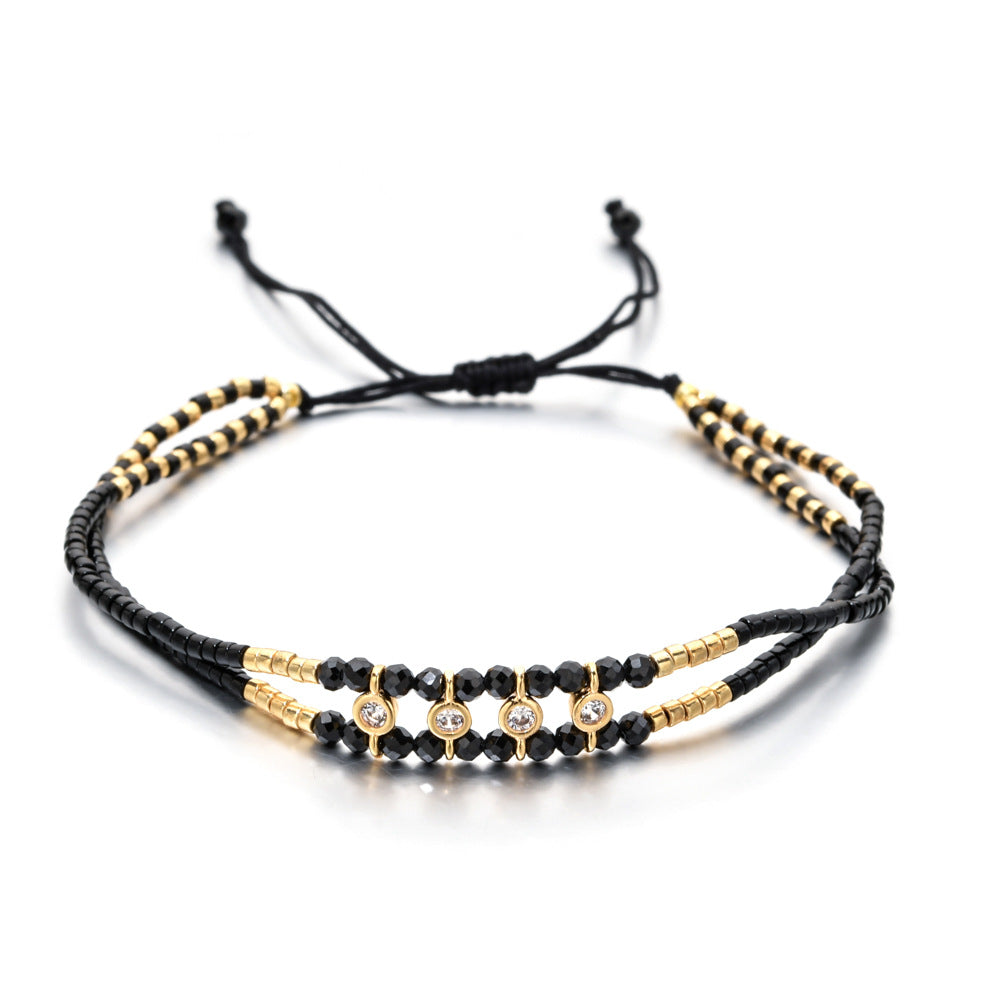 Cubic Zirconia Braided Bead Bracelet — bracelet, view 2