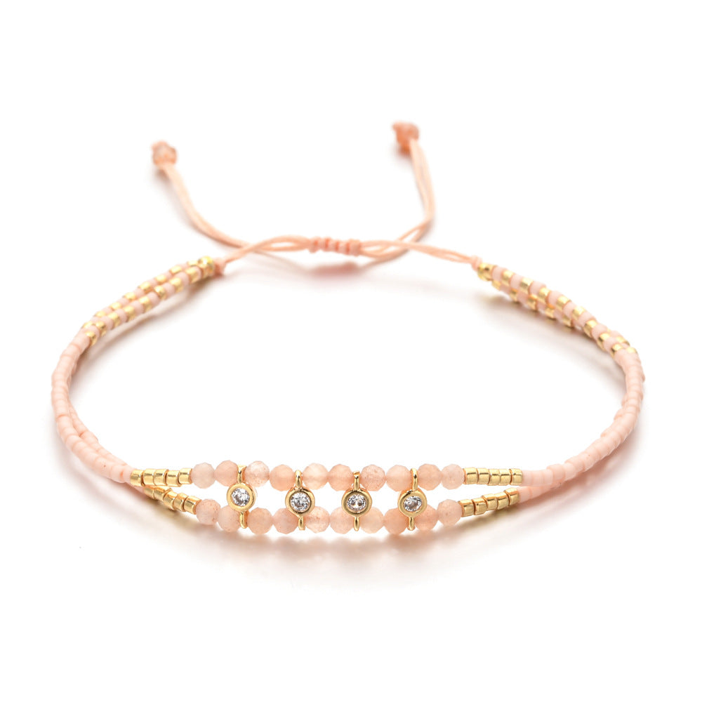 Cubic Zirconia Braided Bead Bracelet — bracelet, view 6