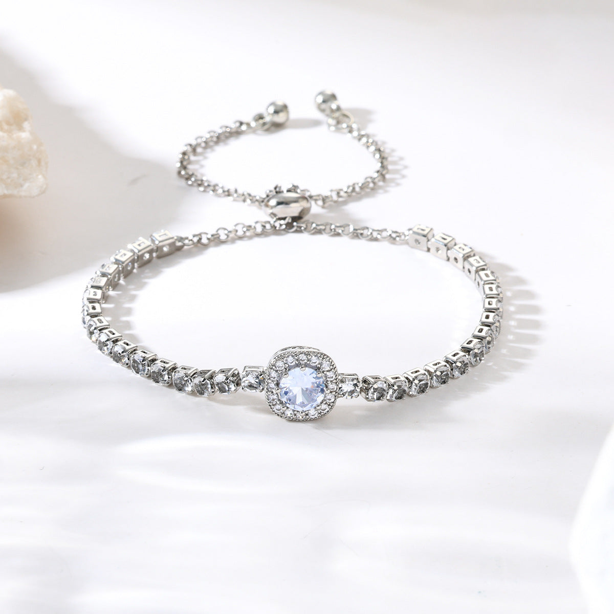 Cubic Zirconia Cross Pendant Bracelet — bracelet, view 3