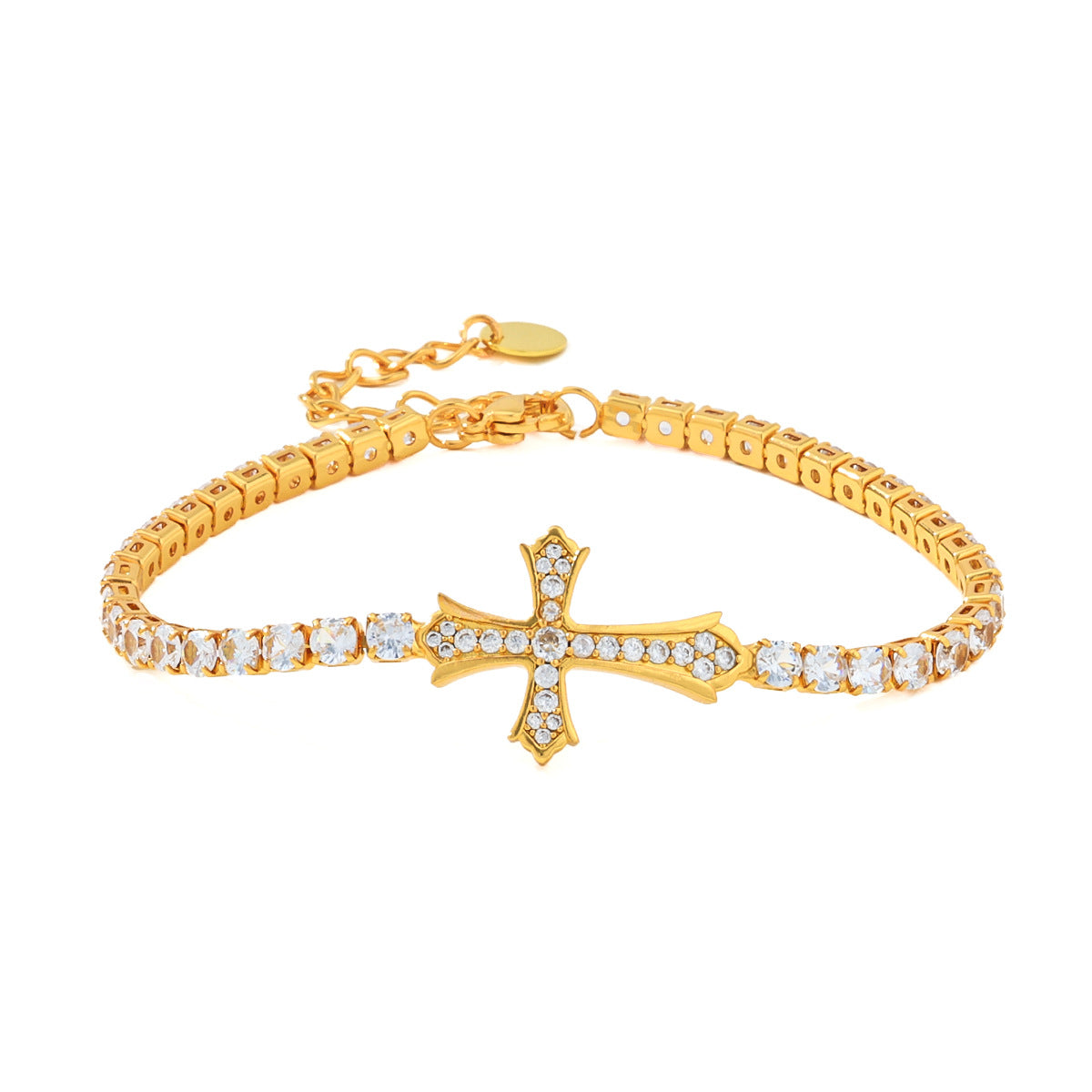 Cubic Zirconia Cross Pendant Bracelet — bracelet, view 4
