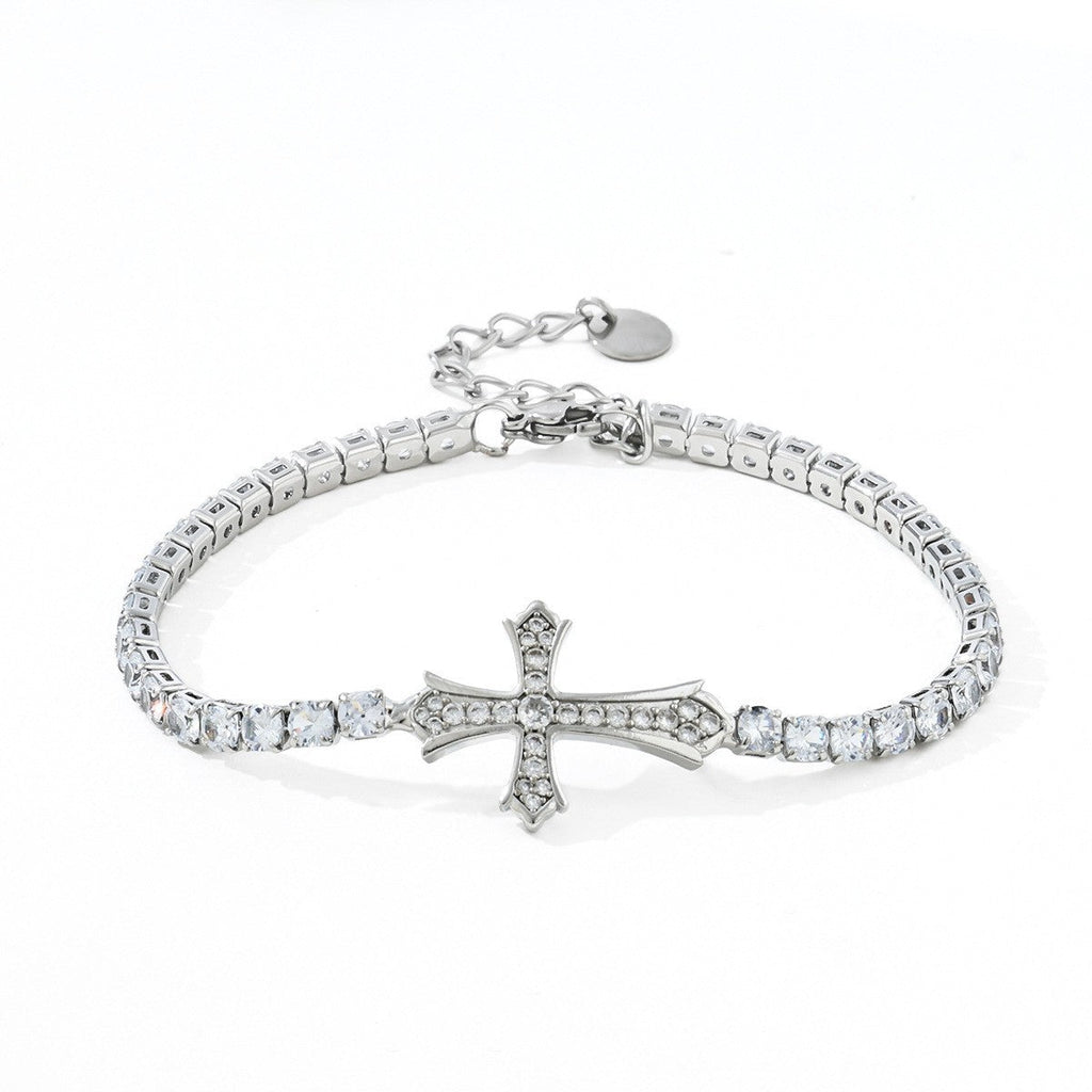 Cubic Zirconia Cross Pendant Bracelet — bracelet, view 5
