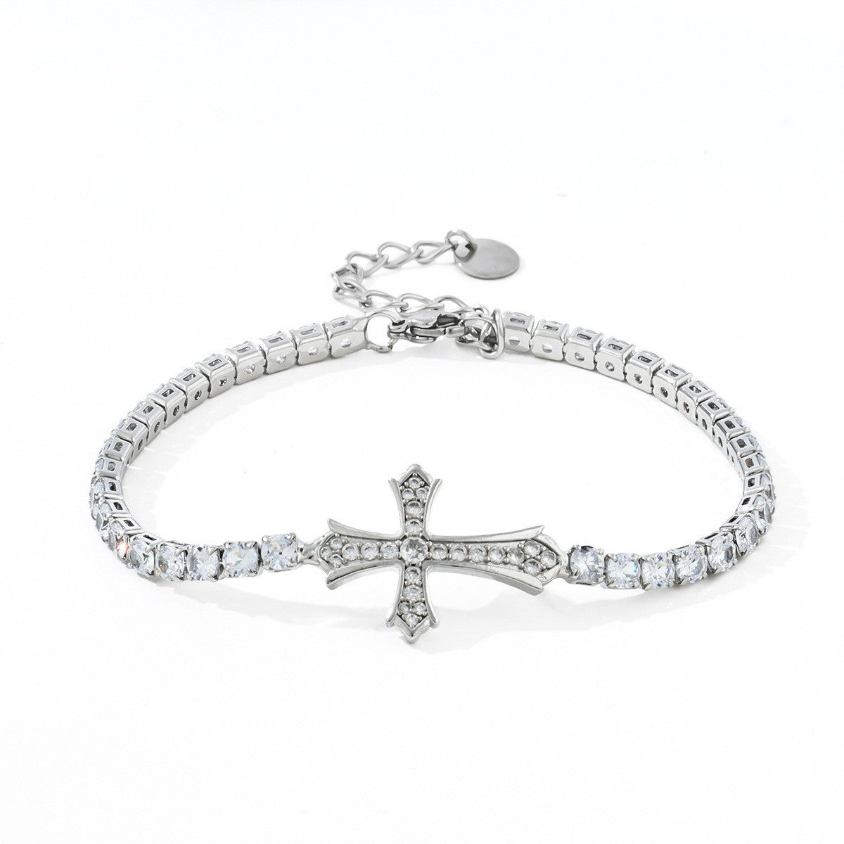 Cubic Zirconia Cross Pendant Bracelet — bracelet, view 5
