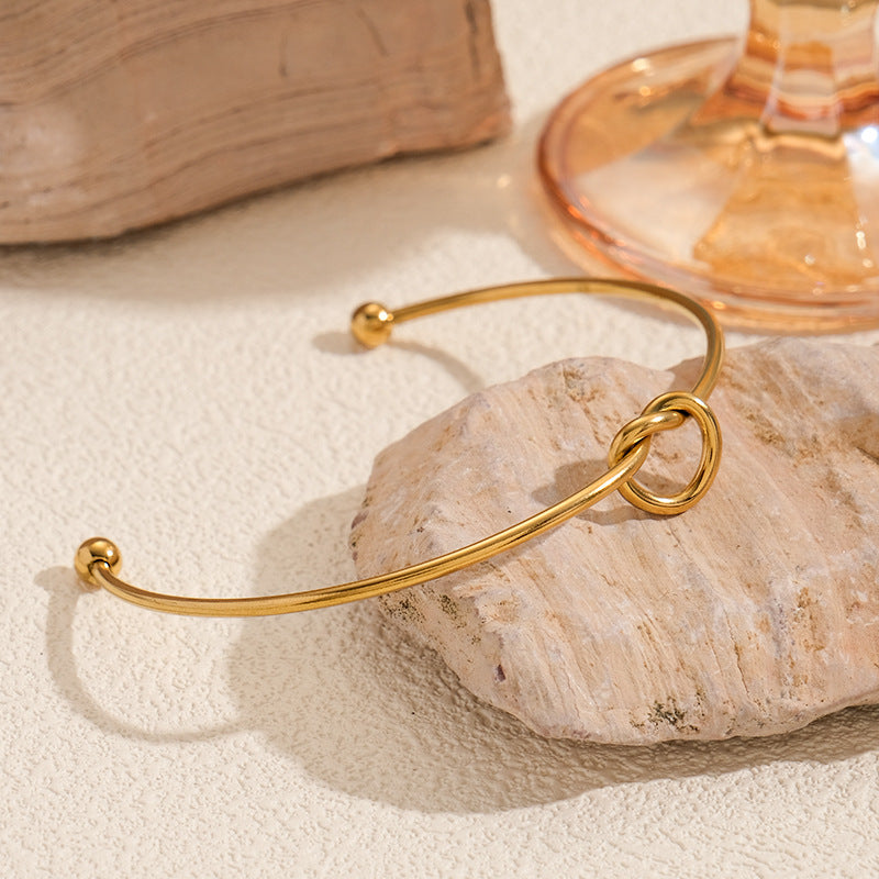 Love Knot Open Gold Bangle — bracelet, view 2