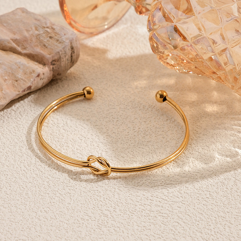 Love Knot Open Gold Bangle — bracelet, view 3
