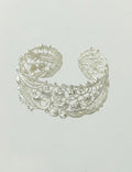 Hollow Floral Silver Cuff Bracelet — silver bracelet
