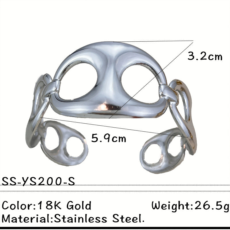 Irregular Hollow-Out Open Bangle — bracelet, view 6