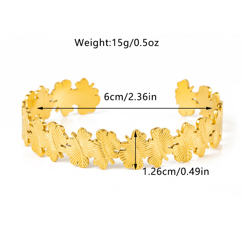 Textured Flower Open Cuff Bracelet — gold bracelet, view 8