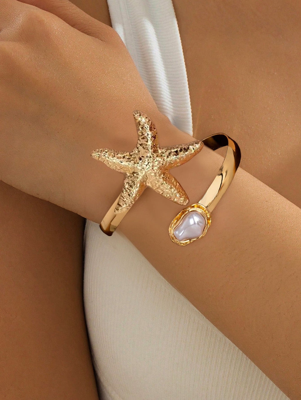 Starfish Pearl Open Cuff — bracelet, view 6