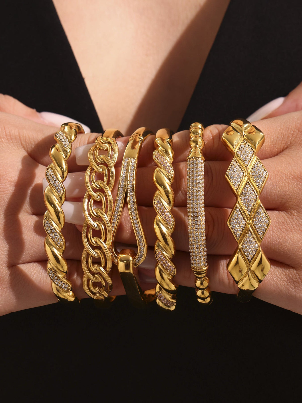Cuban Link Zirconia Bangle — bracelet, view 3