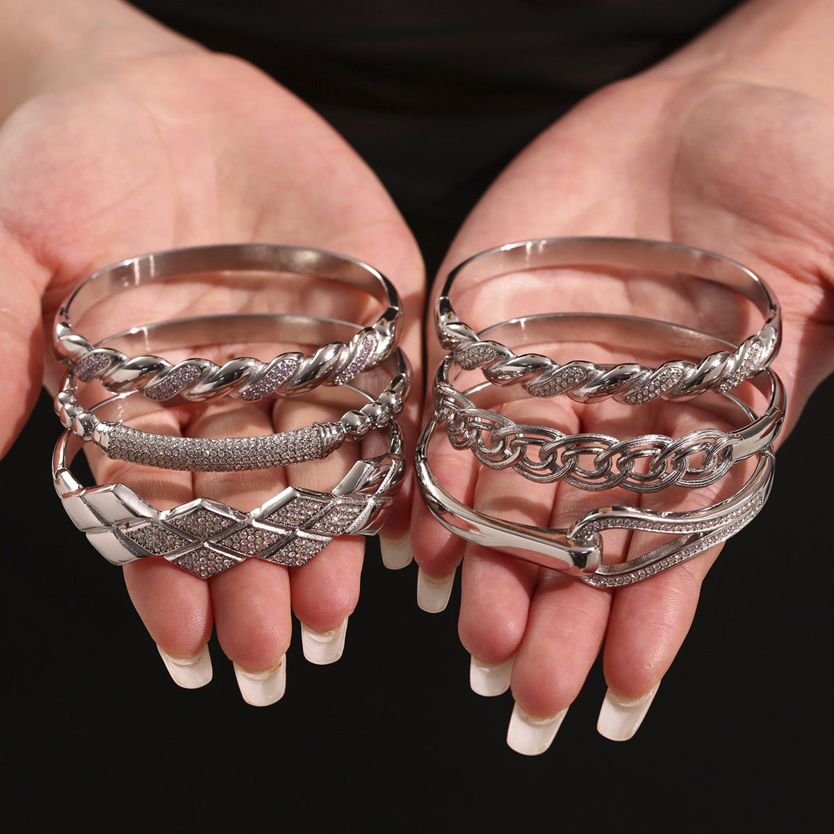 Cuban Link Zirconia Bangle — bracelet, view 4