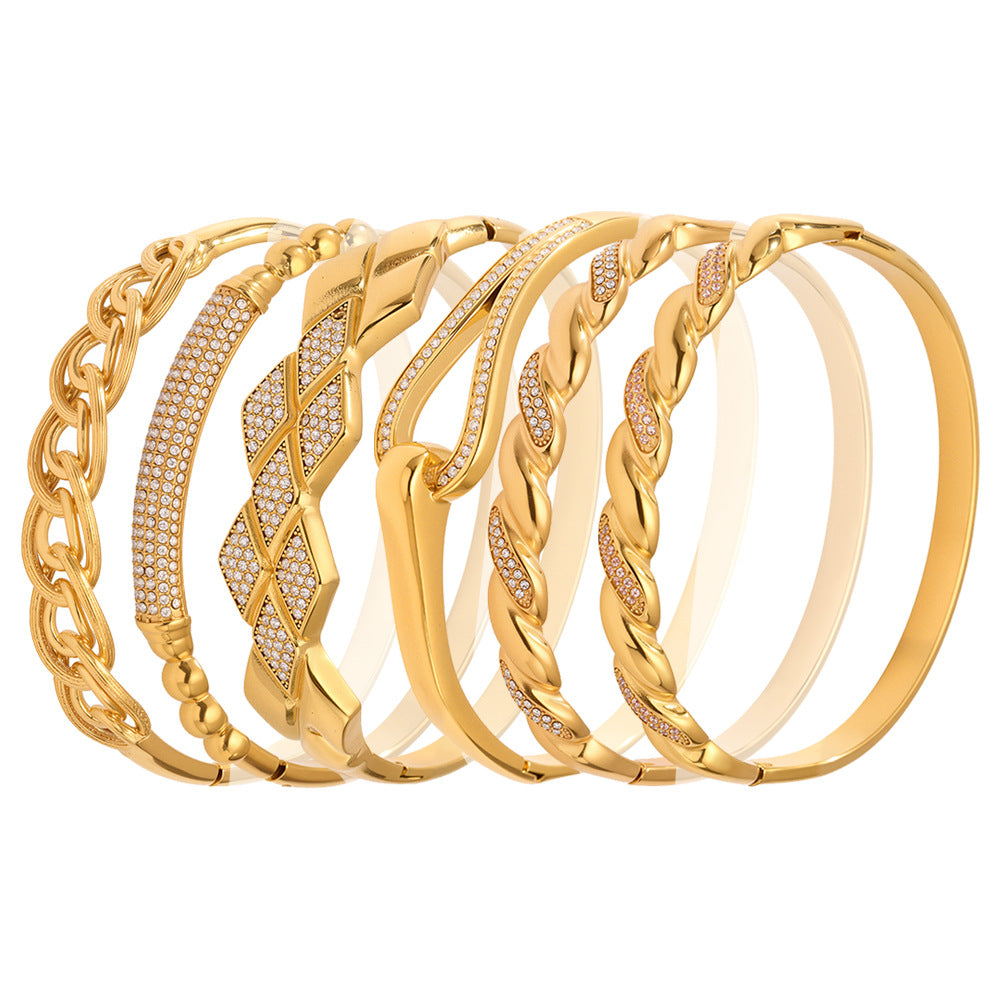 Cuban Link Zirconia Bangle — bracelet, view 7