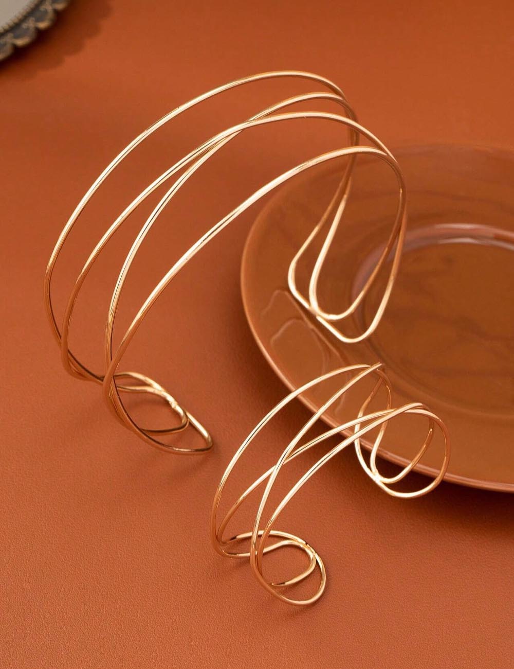 Geometric Gold-Plated Open Cuff — gold bracelet