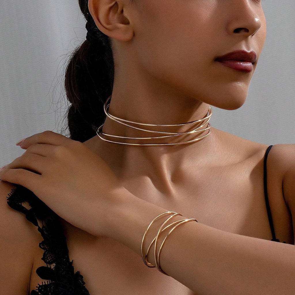 Geometric Gold-Plated Open Cuff — gold bracelet, view 2