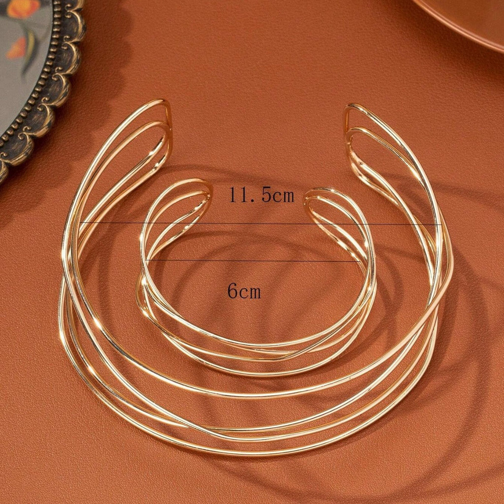 Geometric Gold-Plated Open Cuff — gold bracelet, view 5