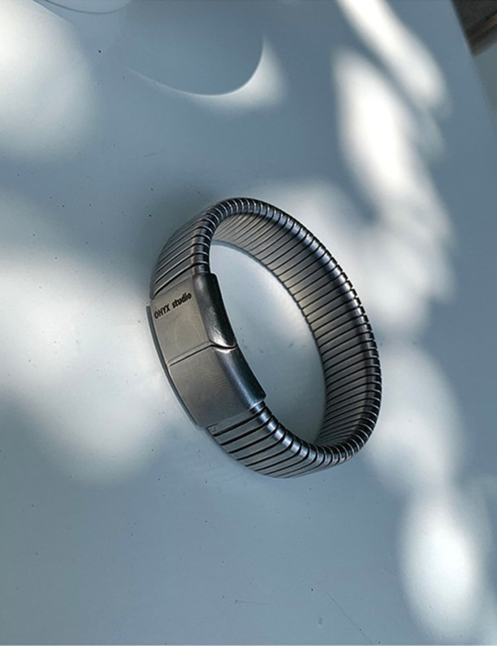 Polished Titanium Steel Bracelet — silver bracelet, view 2