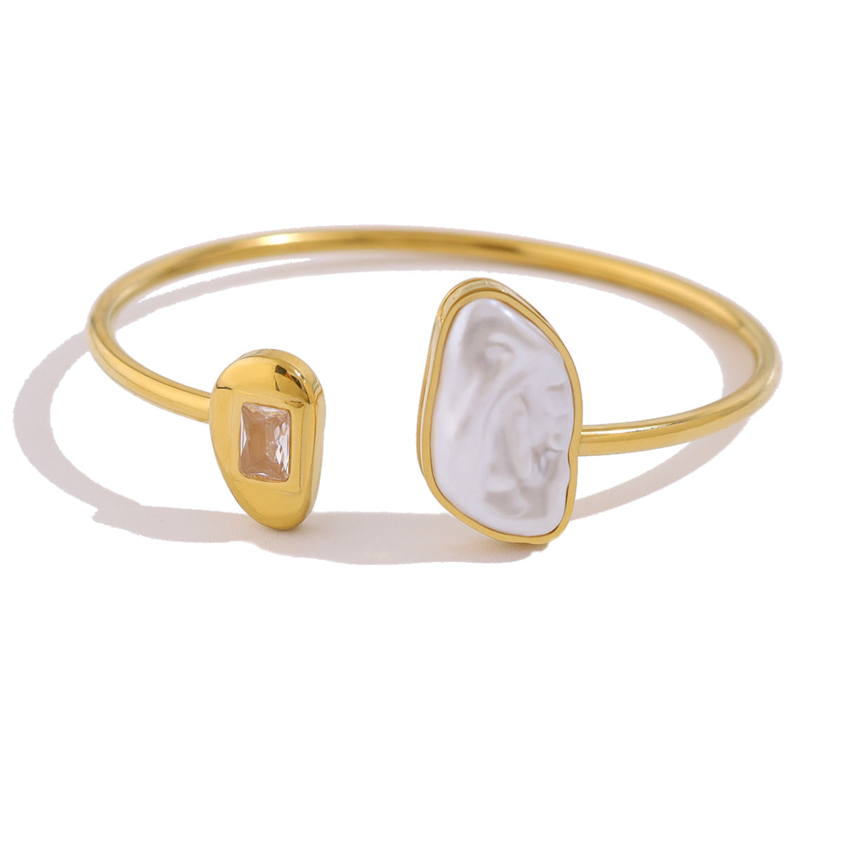 Irregular Pearl Decor Bracelet — gold bracelet, view 5