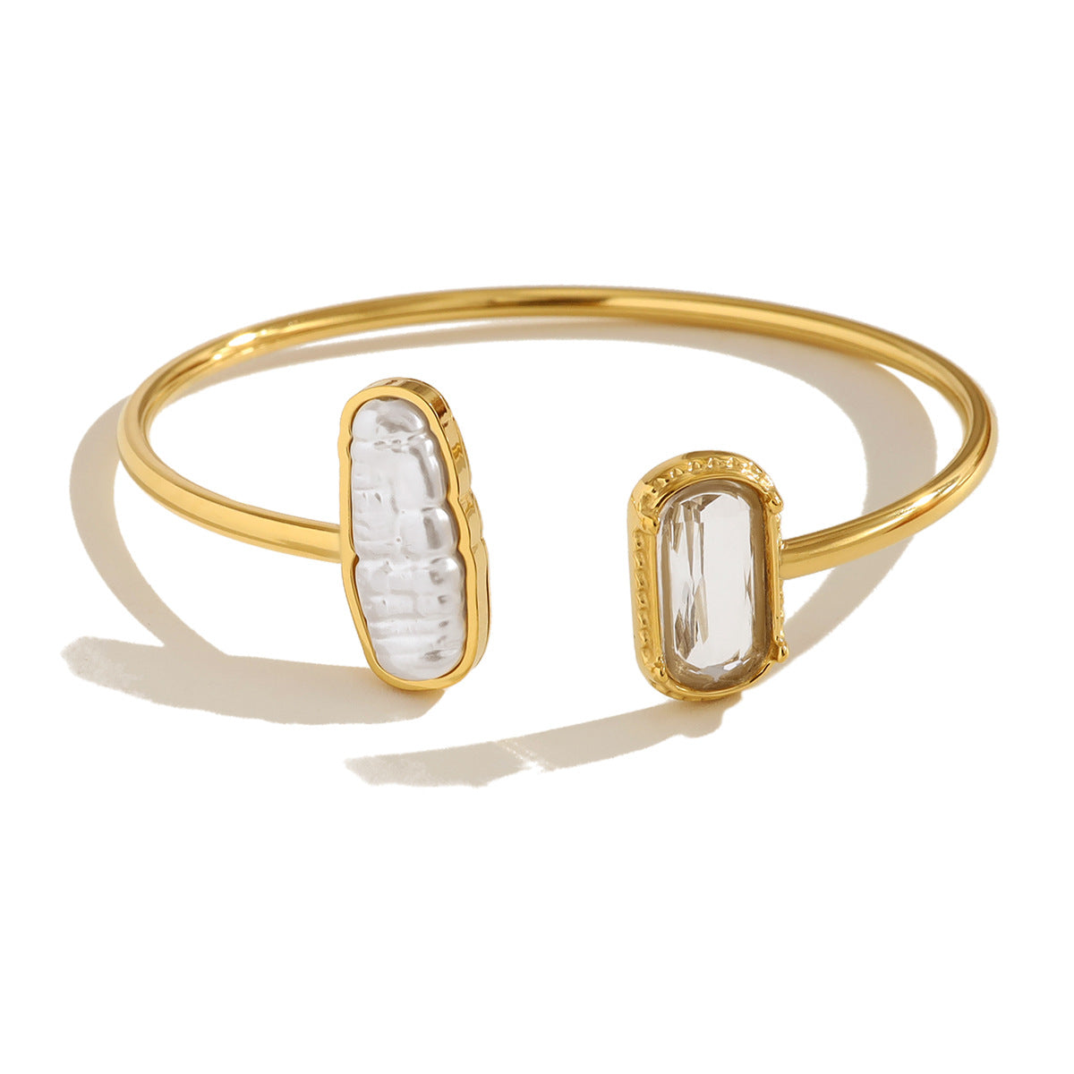 Irregular Pearl Decor Bracelet — gold bracelet, view 6