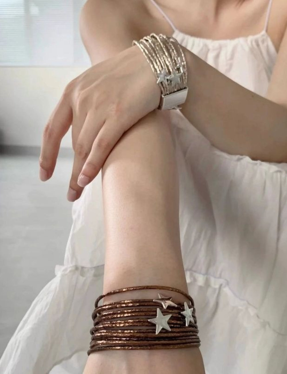 Multi-Layer Rope Star Bracelet — brown bracelet, view 2