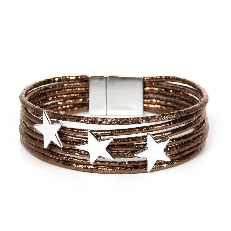 Multi-Layer Rope Star Bracelet — brown bracelet, view 3