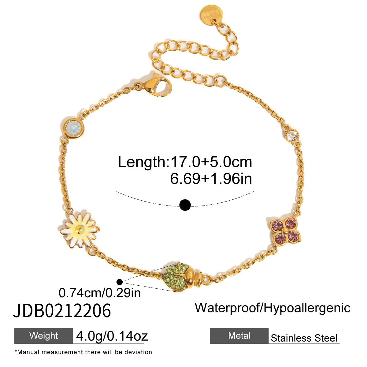 Zircon Charm Link Bracelet — bracelet, view 5