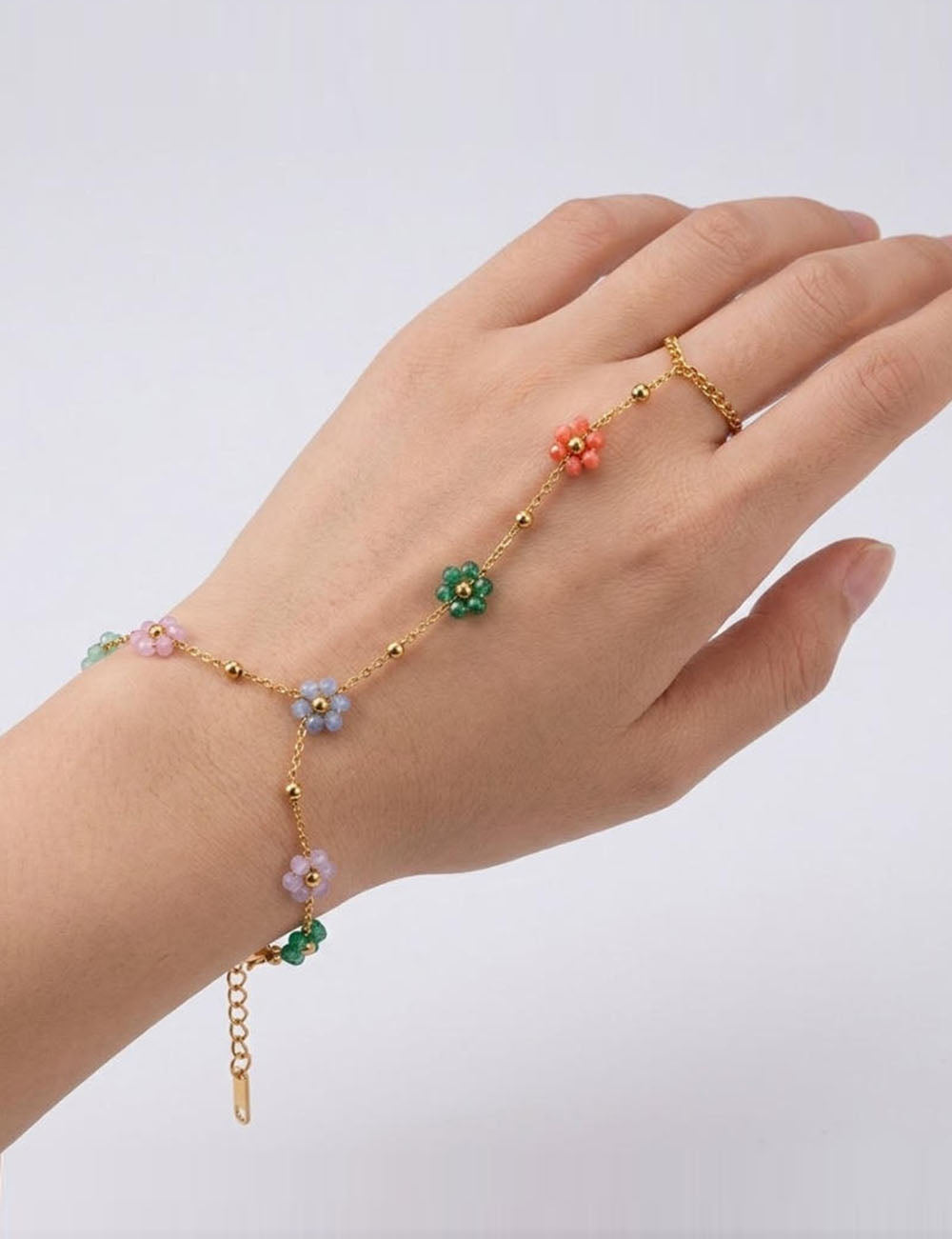 Beaded Cherry and Flower Bracelet — bracelet