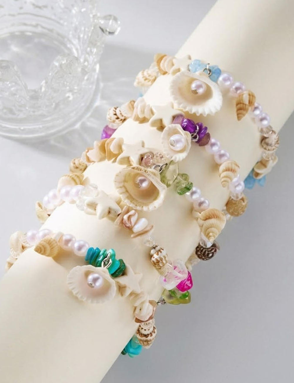 Fine Starfish and Shell Charm Bracelet — bracelet
