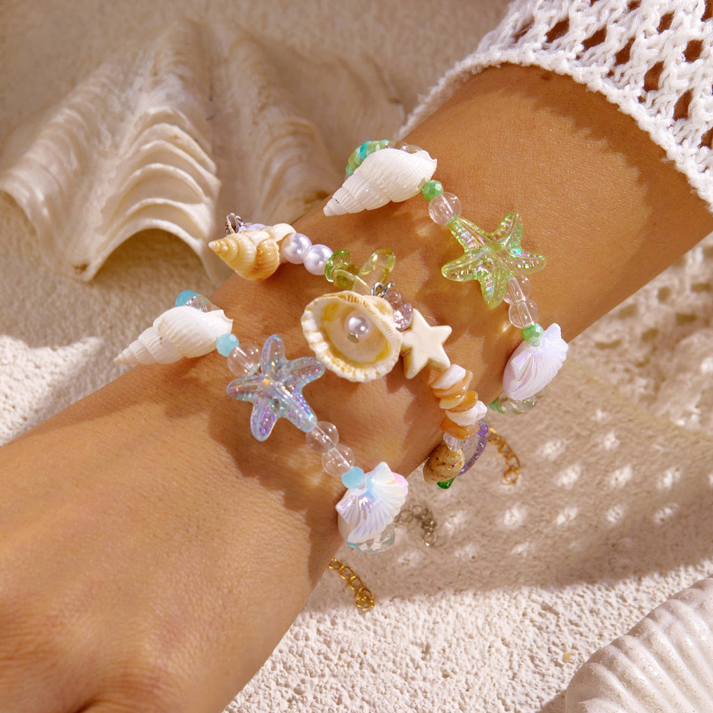 Fine Starfish and Shell Charm Bracelet — bracelet, view 2