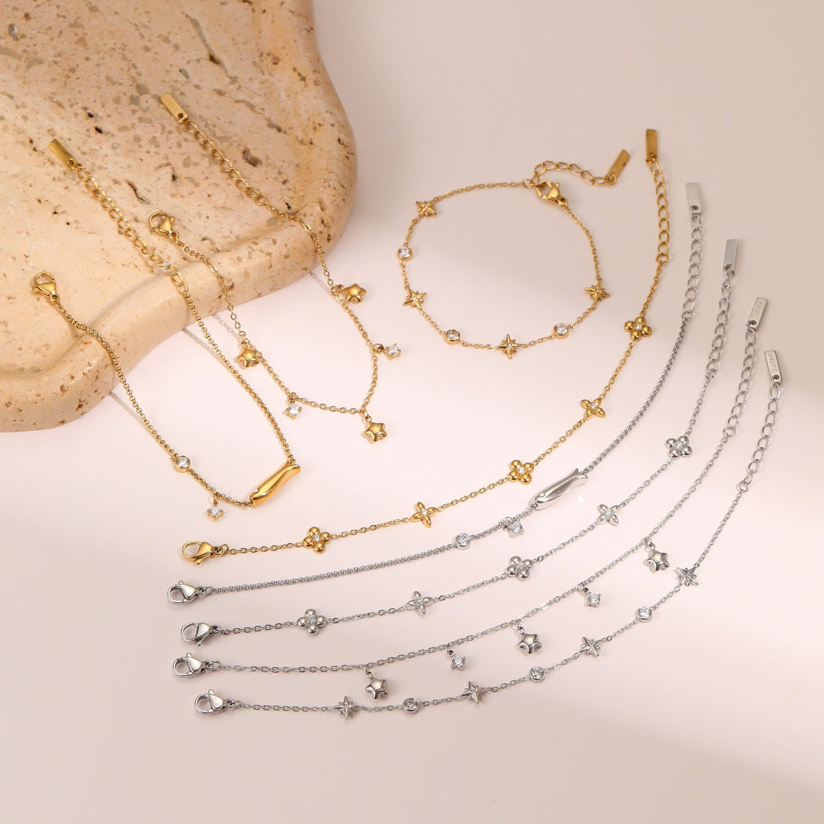 Rhinestone Star Pendant Bracelet — bracelet, view 3