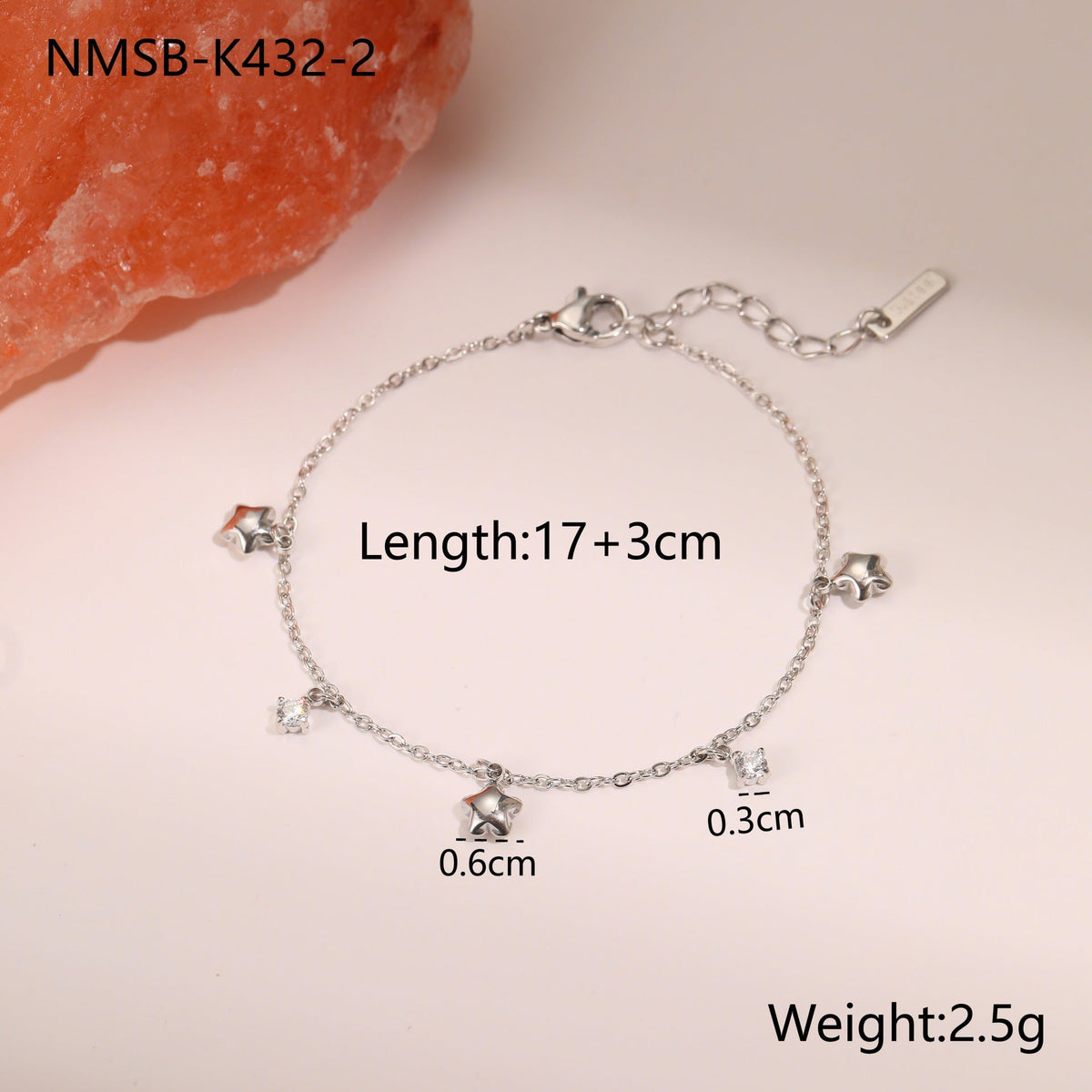 Rhinestone Star Pendant Bracelet — bracelet, view 6