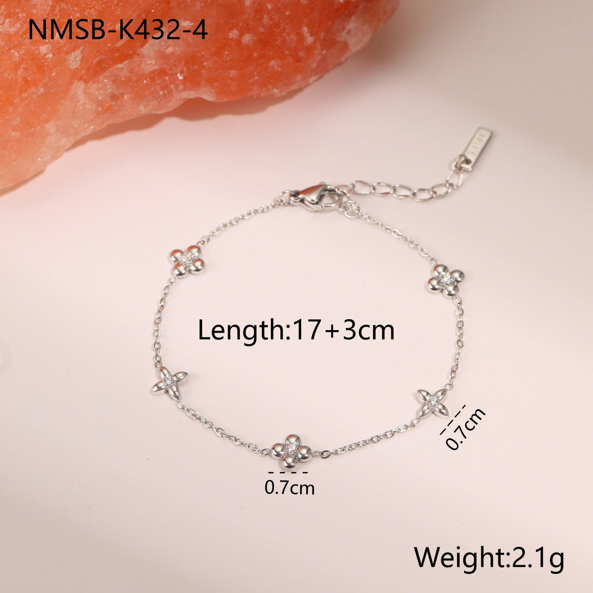 Rhinestone Star Pendant Bracelet — bracelet, view 8