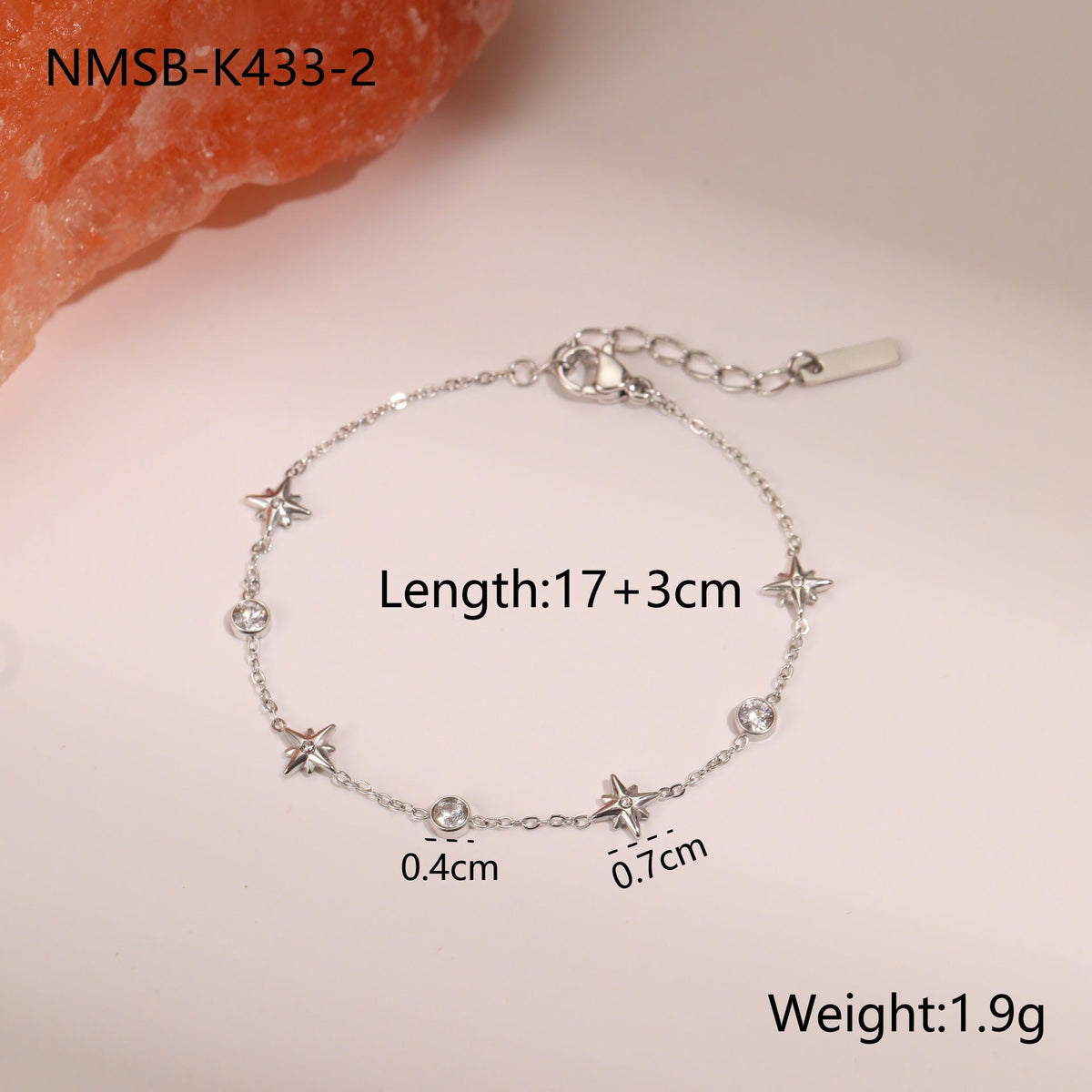 Rhinestone Star Pendant Bracelet — bracelet, view 10