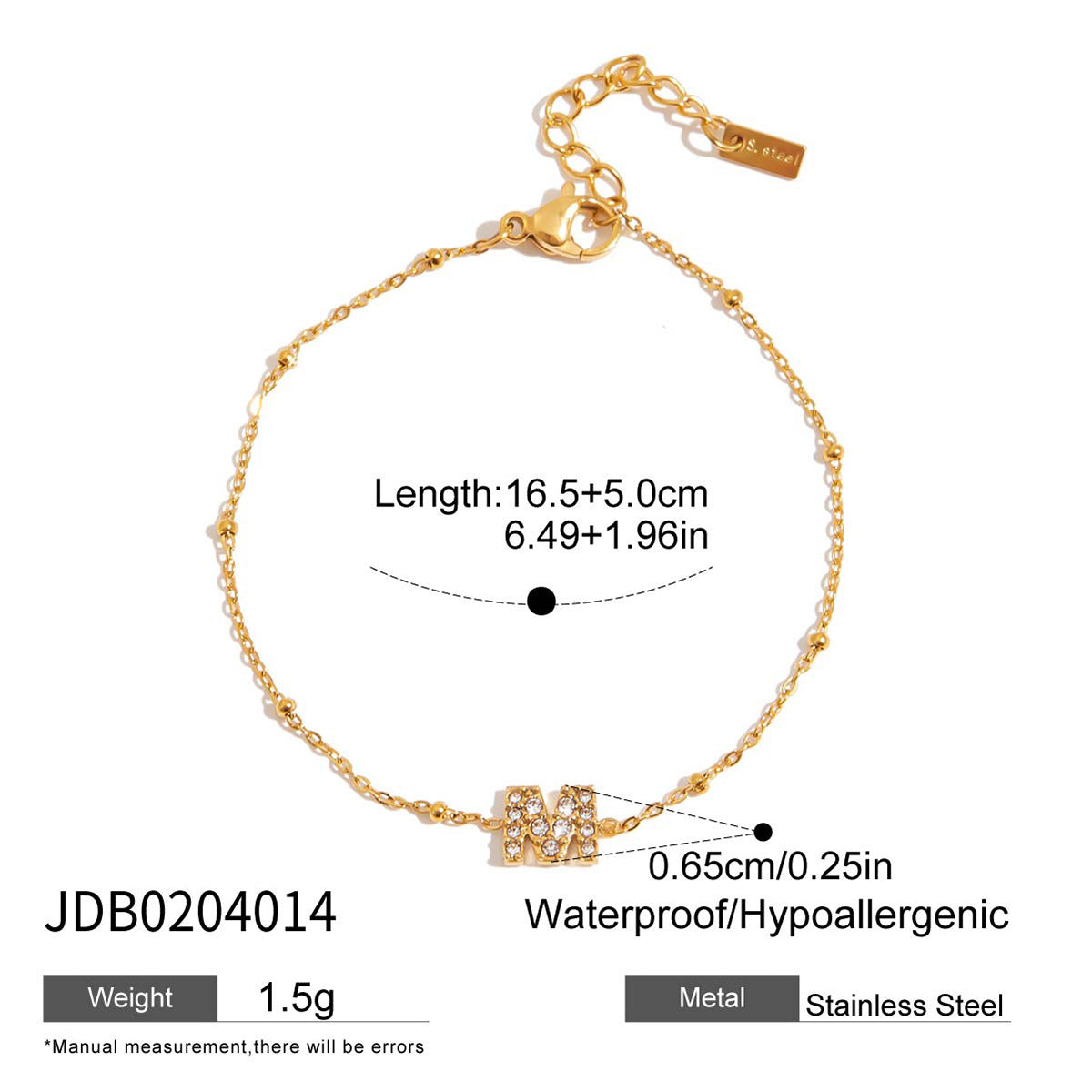 Geometric Cubic Zirconia Bracelet — gold bracelet, view 4