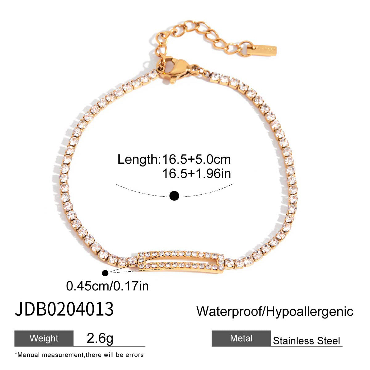 Geometric Cubic Zirconia Bracelet — gold bracelet, view 5